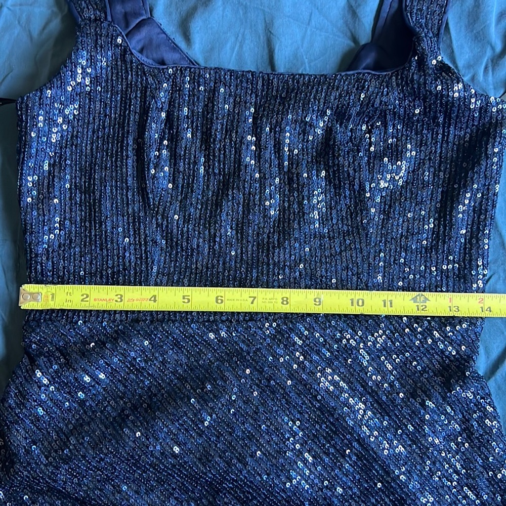 Laundry by Shelli Segal Women’s Square Neck Blue Sequin Midi Cocktail Dress 10 - Picture 10 of 17